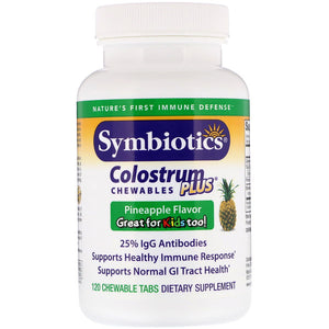 Symbiotics, Colostrum Plus, Chewables, Pineapple Flavor, 120 Chewable Tabs