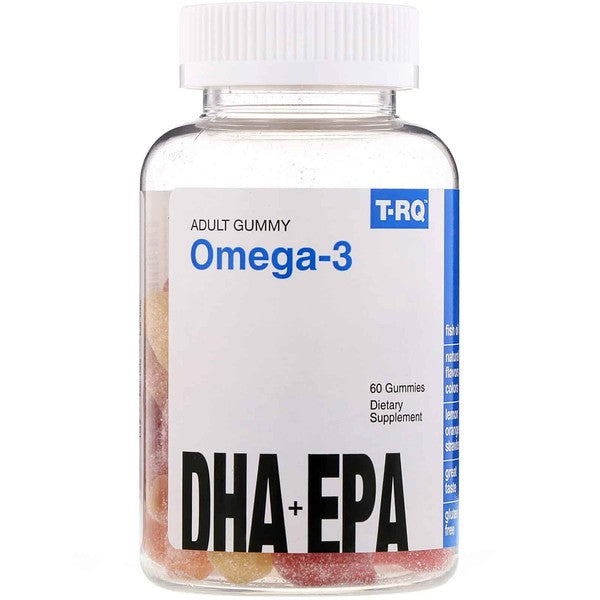 T-RQ, Adult Gummy Omega-3, DHA + EPA, Lemon, Orange, Strawberry, 60 Gummies