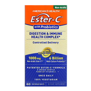 American Health, Ester-C with Probiotics, Digestion & Immune Health Complex, 60 Vegetarian Tablets