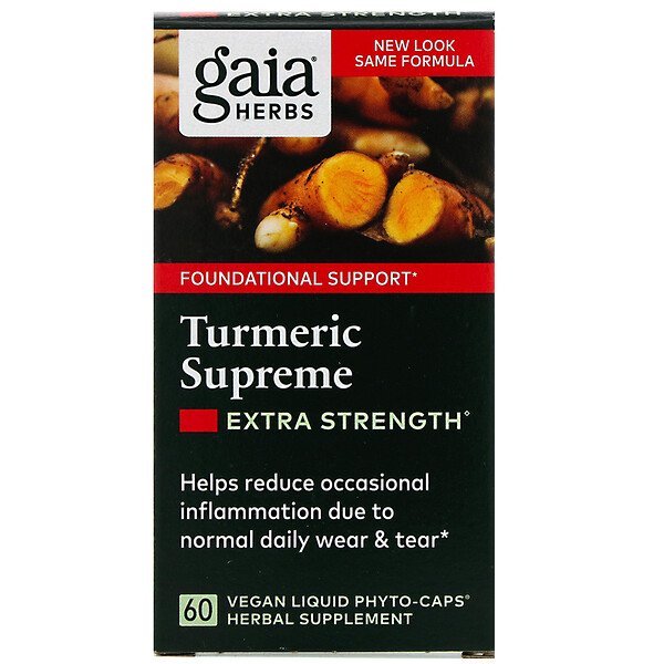 Gaia Herbs, Turmeric Supreme, Extra Strength, 60 Vegan Liquid Phyto-Caps