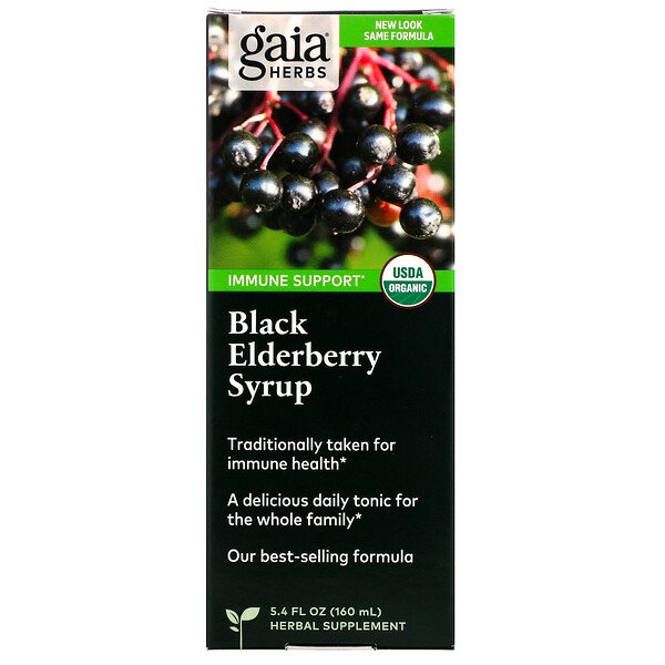 Gaia Herbs, Black Elderberry Syrup, 5.4 fl oz (160 ml)