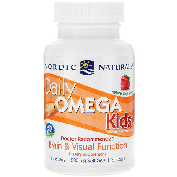 Nordic Naturals, Daily Omega Kids, Natural Fruit Flavor, 500 mg, 30 Soft Gels