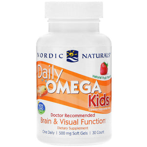 Nordic Naturals, Daily Omega Kids, Natural Fruit Flavor, 500 mg, 30 Soft Gels
