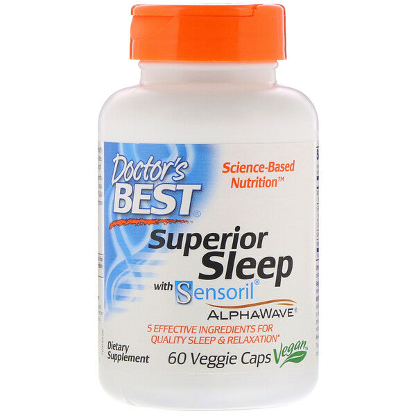 Doctor's Best, Superior Sleep with Sensoril AlphaWave, 60 Veggie Caps