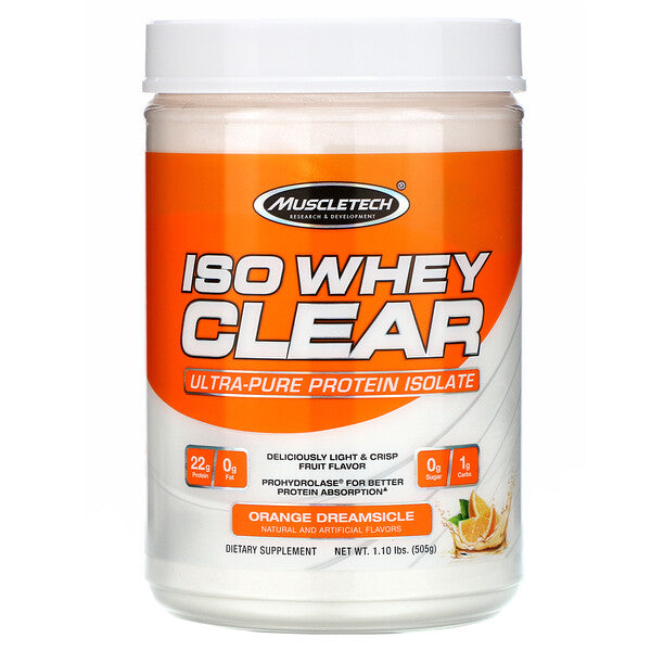 Muscletech, ISO Whey Clear, Ultra-Pure Protein Isolate, Orange Dreamsicle, 1.10 lbs (505 g)