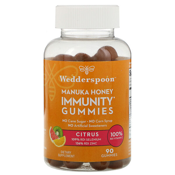 Wedderspoon, Manuka Honey, Immunity Gummies, Citrus,  90 Gummies