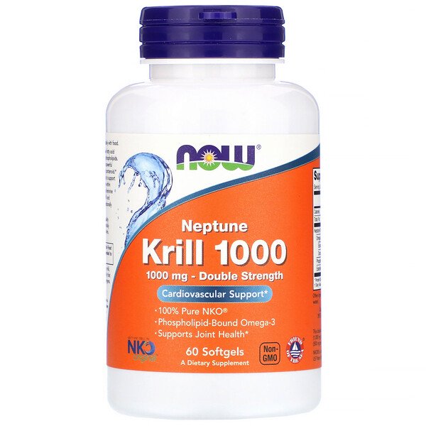 Now Foods, Neptune Krill 1000, Double Strength, 1,000 mg, 60 Softgels