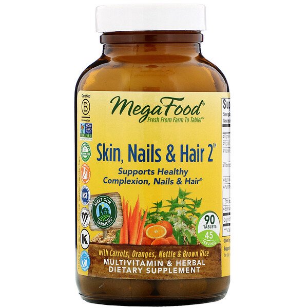 MegaFood, Skin, Nails & Hair 2, 90 Tablets