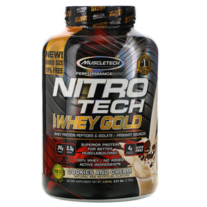 Muscletech, Nitro Tech, 100% Whey Gold, Cookies and Cream, 5.53 lbs (2.51 kg)