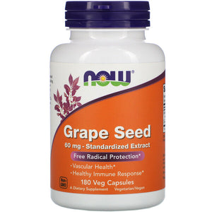 Now Foods, Grape Seed, Standardized Extract, 60 mg, 180 Veg Capsules