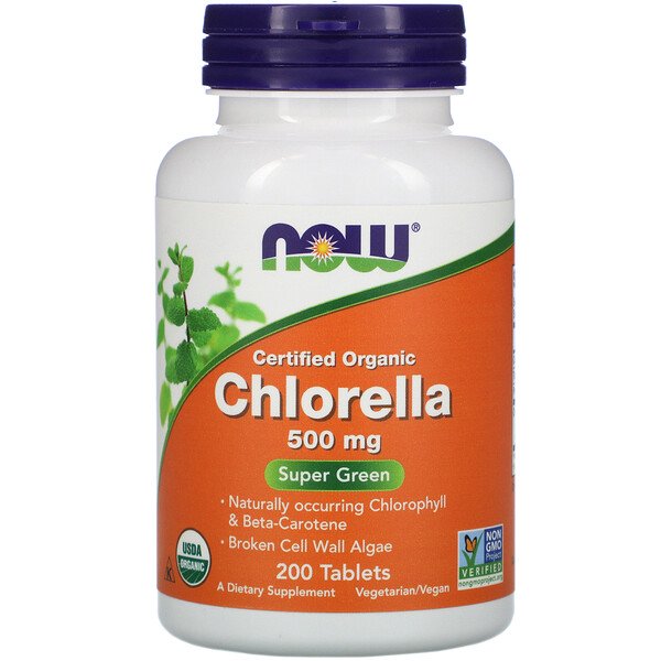 Now Foods, Certified Organic Chlorella, 500 mg, 200 Tablets