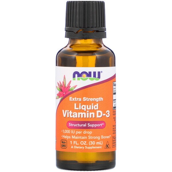 Now Foods, Liquid Vitamin D-3, Extra Strength, 1,000 IU, 1 fl oz (30 ml)