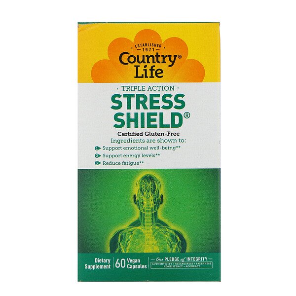 Country Life, Triple Action Stress Shield, 60 Vegan Capsules