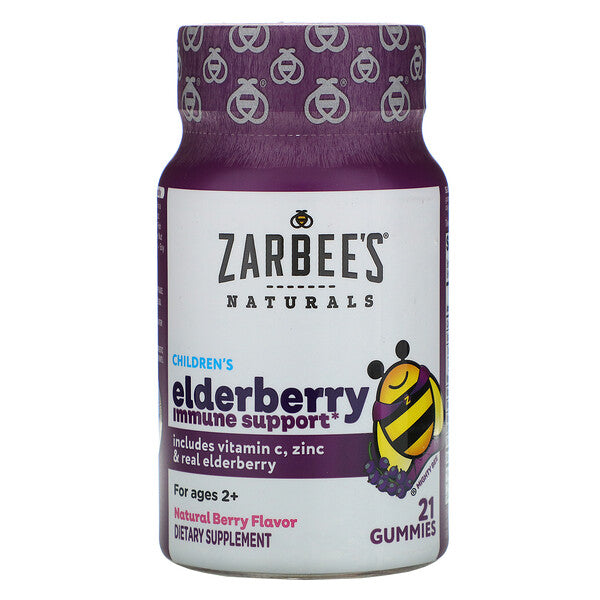 Zarbee's, Children's Mighty Bee, Elderberry Immune Support, Natural Berry Flavor, 21 Gummies