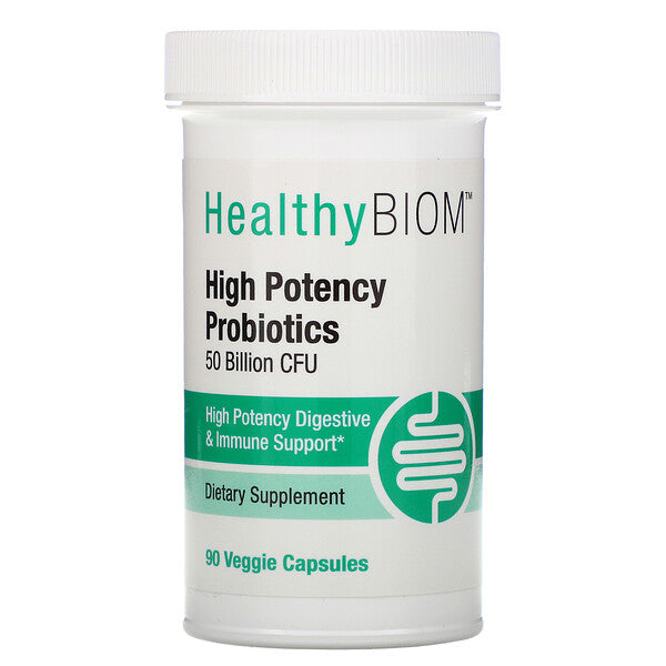 HealthyBiom, High Potency Probiotics, 50 Billion CFUs, 90 Veggie Capsules