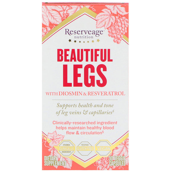 ReserveAge Nutrition, Beautiful Legs with Diosmin & Resveratrol, 30 Veggie Capsules