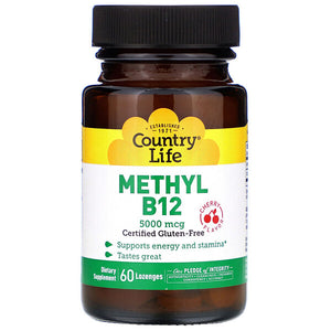 Country Life, Methyl B12, Cherry, 5,000 mcg, 60 Lozenges