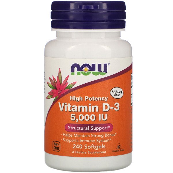 Now Foods, Vitamin D-3, High Potency, 5,000 IU, 240 Softgels