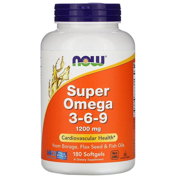 Now Foods, Super Omega 3-6-9, 1200 mg, 180 Softgels