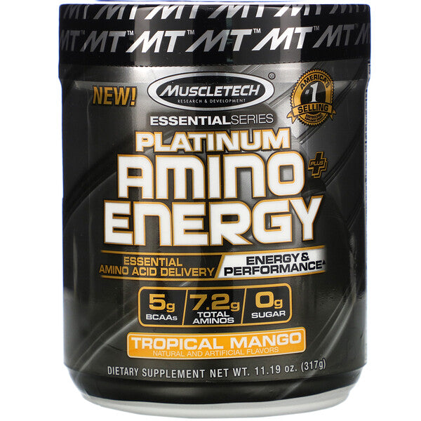 Muscletech, Platinum Amino Plus Energy, Tropical Mango, 11.19 oz (317 g)