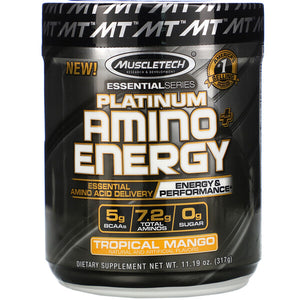 Muscletech, Platinum Amino Plus Energy, Tropical Mango, 11.19 oz (317 g)