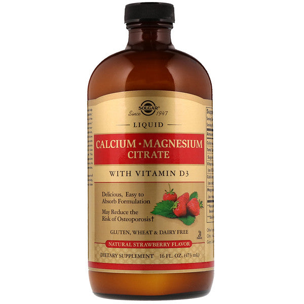 Solgar, Liquid Calcium Magnesium Citrate with Vitamin D3, Natural Strawberry, 16 fl oz (473 ml)