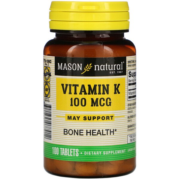 Mason Natural, Vitamin K, 100 mcg, 100 Tablets