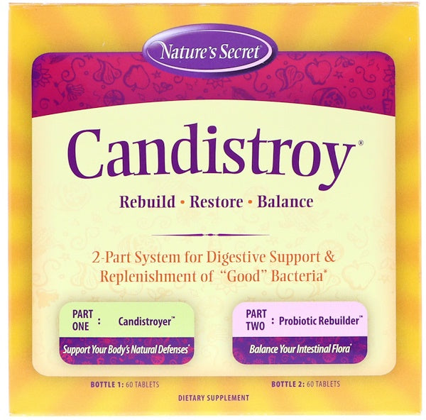 Nature's Secret, Candistroy, 2 Part System, 2 Bottles, 60 Tablets Each