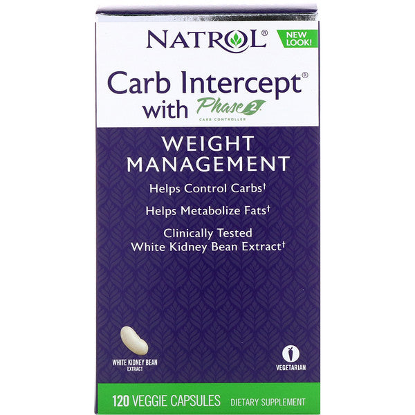 Natrol, Carb Intercept with Phase 2 Carb Controller, 1,000 mg, 120 Veggie Capsules