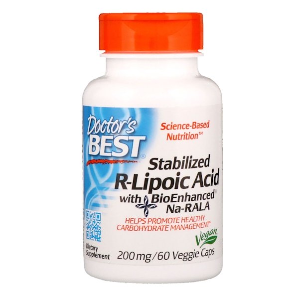 Doctor's Best, Stabilized R-Lipoic Acid with BioEnhanced Na-RALA, 200 mg, 60 Veggie Caps