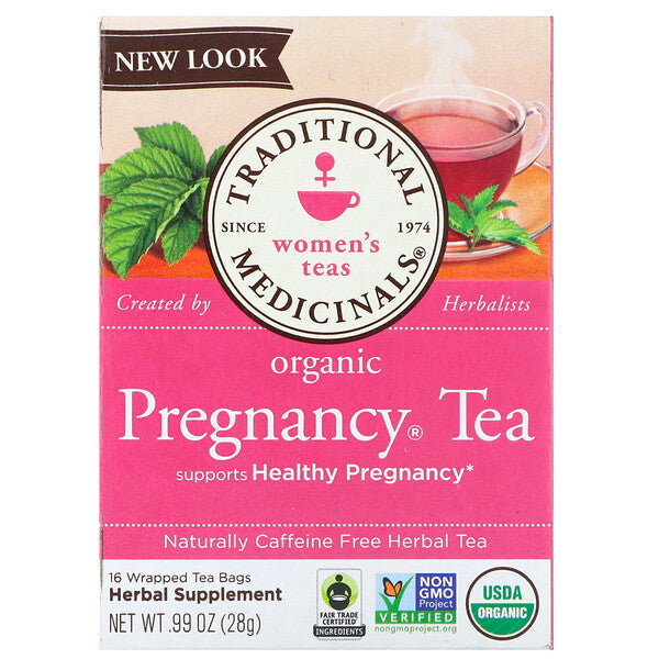 Traditional Medicinals, Women's Tea, Organic Pregnancy Tea, Caffeine Free, 16 Wrapped Tea Bags, .99 oz (28 g)