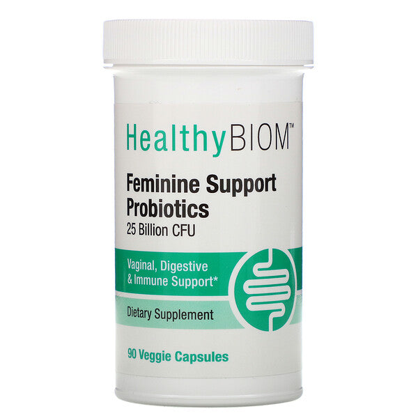 HealthyBiom, Feminine Support Probiotics, 25 Billion CFUs, 90 Veggie Capsules