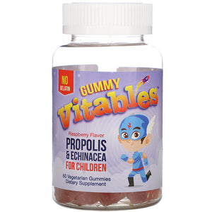 Vitables, Gummy Propolis & Echinacea for Children, No Gelatin, Raspberry Flavor, 60 Vegetarian Gummies