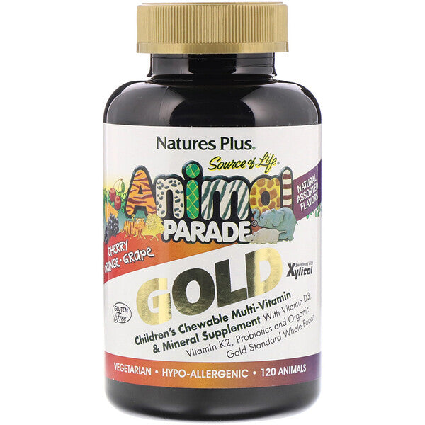 Nature's Plus, Source of Life, Animal Parade Gold, Children's Chewable Multi-Vitamin & Mineral Supplement, Natural Assorted Flavors, 120 Animal-Shaped Tablets