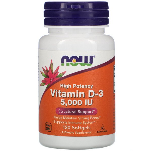 Now Foods, Vitamin D-3, High Potency, 5,000 IU, 120 Softgels