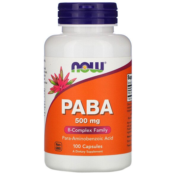 Now Foods, PABA, 500 mg, 100 Capsules