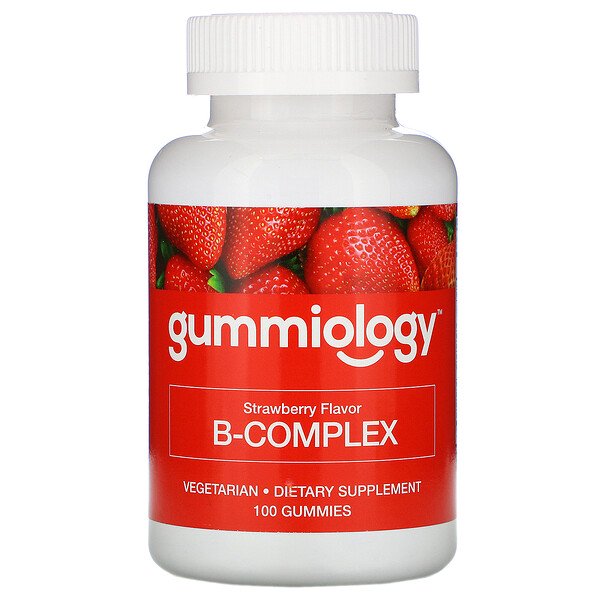 Gummiology, Adult B Complex Gummies, Natural Strawberry Flavor, 100 Vegetarian Gummies