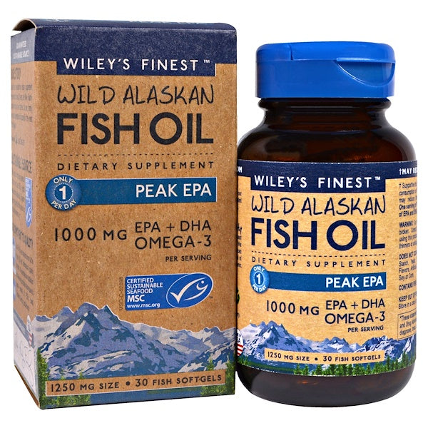 Wiley's Finest, Wild Alaskan Fish Oil, Peak EPA, 1,250 mg, 30 Fish Softgels