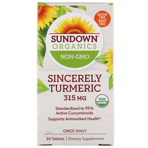 Sundown Organics, Sincerely Turmeric, 315 mg, 30 Tablets