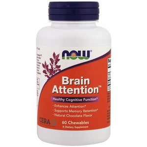 Now Foods, Brain Attention, Natural Chocolate Flavor, 60 Chewables