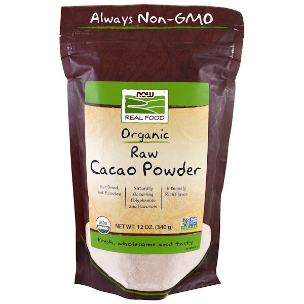 Now Foods, Real Food, Organic Raw Cacao Powder, 12 oz (340 g)