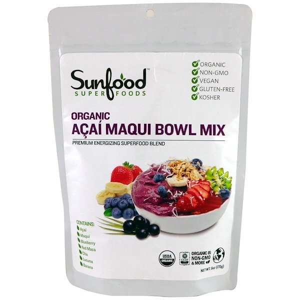 Sunfood, Organic Acai Maqui Bowl Mix, 6 oz (170 g)