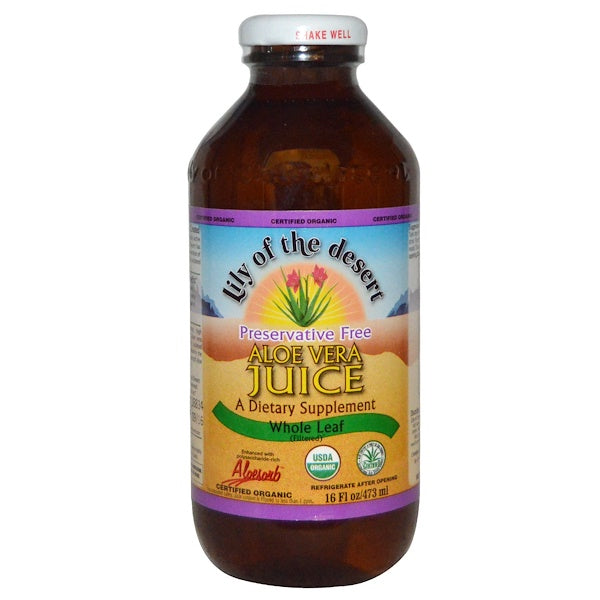 Lily of the Desert, Organic, Aloe Vera Juice, Whole Leaf, 16 fl oz (47 ...