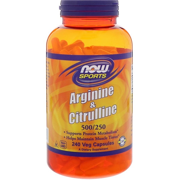 Now Foods, Sports, Arginine & Citrulline, 500 mg /250 mg, 240 Veg Capsules