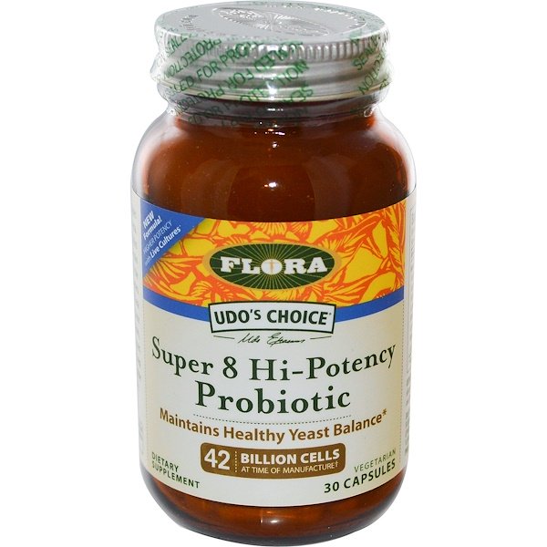 Flora, Udo's Choice, Super 8 Hi-Potency Probiotic, 42 Billion Cells, 30 Capsules