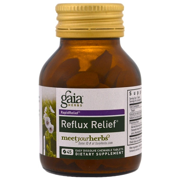 Gaia Herbs, Reflux Relief, 45 Easy Dissolve Chewable Tablets