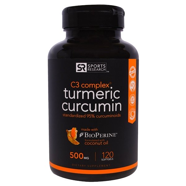 Sports Research, Turmeric Curcumin, C3 Complex, 500 mg, 120 Softgels