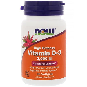 Now Foods, Vitamin D-3, High Potency, 2,000 IU, 30 Softgels