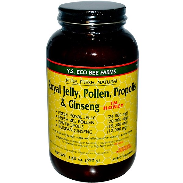 Y.S. Eco Bee Farms, Royal Jelly, Pollen, Propolis & Ginseng, In Honey, 19.5 oz (552 g)