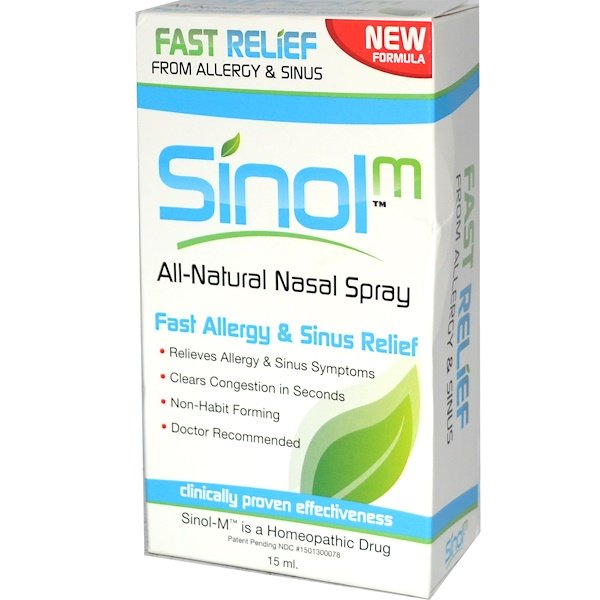 Sinol, SinolM, All-Natural Nasal Spray, Fast Allergy & Sinus Relief, 15 ml